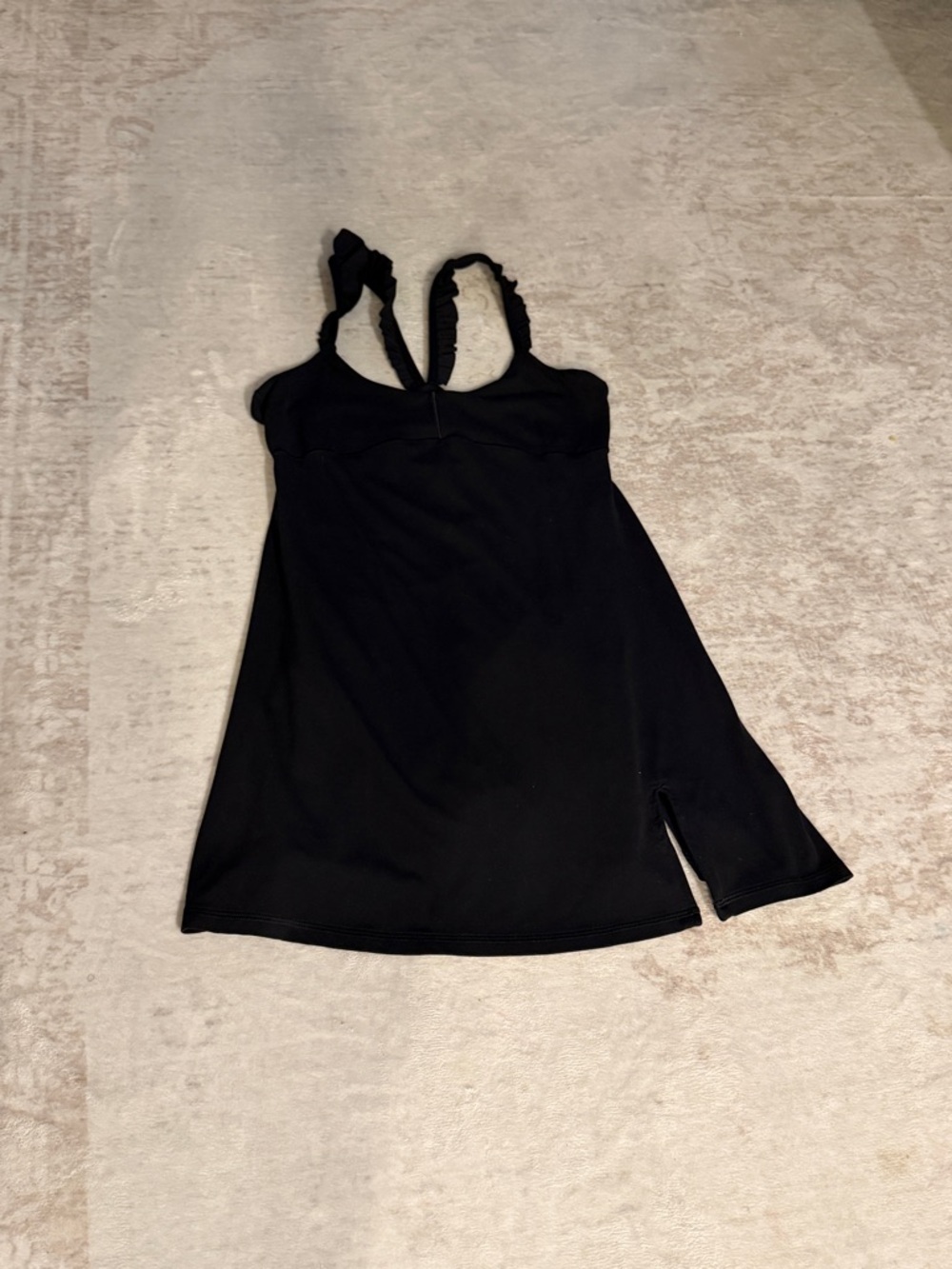 aerie Black Ruffle-Strap Tank Dress